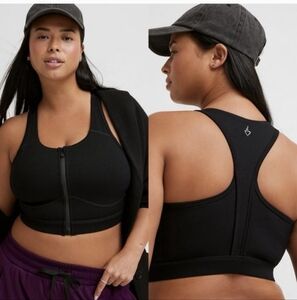 Torrid Active Low Impact Black Front-Zip Sports Bra Size 2